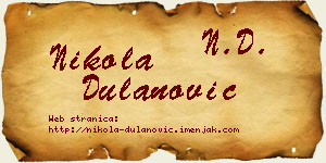 Nikola Dulanović vizit kartica